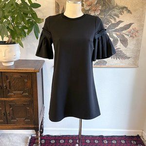 Stelen Black Dress with Pleat Sleeve Detail, Size Small